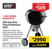 Weber 570mm One Touch Premium Grill + Free Weber Briquettes