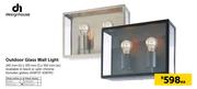 Design House Outdoor Glass Wall Light-245mm(h) x 310mm(l) x 100mm(w) Each