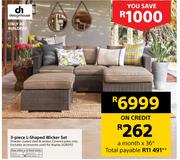 Design House 3-Piece L-Shaped Wicker Set