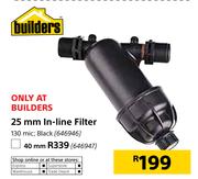130Mic 25mm In Line Filter Black