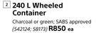 Keter 240Ltr Wheeled Container-Each