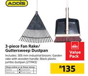 Addis 3 PieceFan Rake/Guttersweep Dustpan