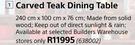 Carved Teak Dining Table-240cm x 100cm x 76cm