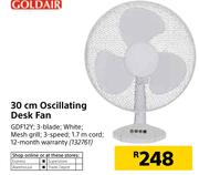 Goldair 30cm Oscillating Desk Fan