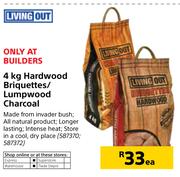 Living Out 4Kg Hardwood Briquettes/Lumpwood Charcoal-Each
