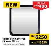 Black Soft Cornered Square Mirror 600mm x 600mm