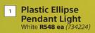 Plastic Ellipse Pendant Light (White)-Each
