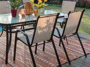 DH 7-Piece Glass And Steel Patio Set-Per Set