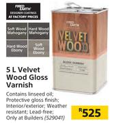 Fired Earth Velvet Wood Gloss Varnish-5Ltr