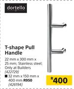 Dortello T-Shape Pull Handle 32mm x 150mm x 400mm