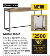 Home & Kitchen Muhu Table 1.36m x 460mm x 765mm