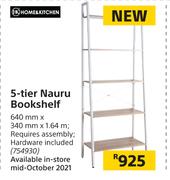 Home & Kitchen 5-Tier Nauru Bookshelf 640mm x 340mm x 1.64m