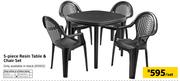 5 Piece Resin Black Table & Chair Set-Per Set