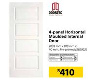 Doortec 4 Panel Horizontal Moulded Internal door 2032mm x 813mm x 40mm Pre Primed