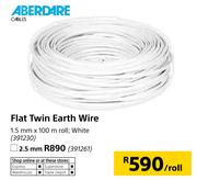 Aberdare Flat Twin Earth Wire 1.5mm x 100m White-Per Roll