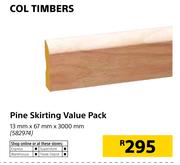 Col Timber Pine Skirting Value Pack 13mm x 67mm x 3000mm