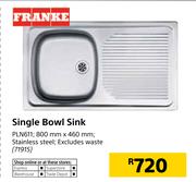 Franke Single Bowl Sink 800mm x 460mm PLN611