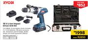 Ryobi 18V Li-Ion Impact Driver Drill Kit