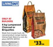 Living Out 4Kg Lumpwood Charcoal Or Briquettes-Each