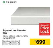 PG Bison Square Line Counter Top White-3.6mm X 600mm X 32mm
