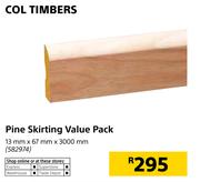 Col Timbers Pine Skirting Value Pack-13mm X 67mm X 3000mm