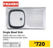 Franke Single Bowl Sink 800mm x 460mm PLN611