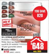 Fired Earth 20Ltr Extreme Roof Acrylic White/Green