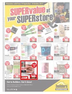 Builders Willowvale : Super Value At Your Superstore (19 Sep - 8 Oct 2017), page 1