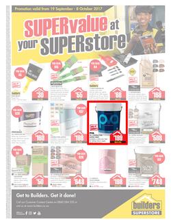 Builders Willowvale : Super Value At Your Superstore (19 Sep - 8 Oct 2017), page 1
