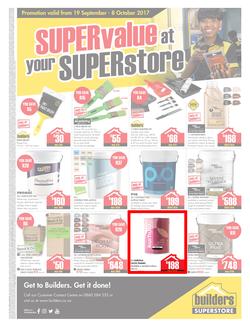 Builders Willowvale : Super Value At Your Superstore (19 Sep - 8 Oct 2017), page 1