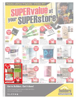 Builders Willowvale : Super Value At Your Superstore (19 Sep - 8 Oct 2017), page 1