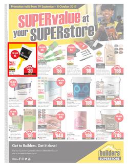 Builders Willowvale : Super Value At Your Superstore (19 Sep - 8 Oct 2017), page 1