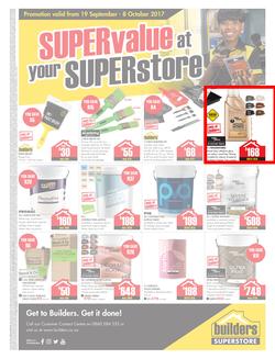 Builders Willowvale : Super Value At Your Superstore (19 Sep - 8 Oct 2017), page 1