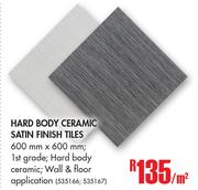 Hard Body Ceramic Satin Finish Tiles-Per Sqm