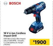 Bosch 18V Li-Ion Cordless Impact Drill GSB 180-Li(1x2)