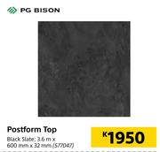 PG Bison Postform Top 3.6m x 600mm x 32mm
