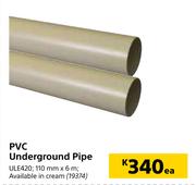 PVC Underground Pipe 110mm x 6m ULE420-Each
