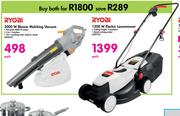 Ryobi 3000 W Blower Mulching Vacuum & 1200 W Electric Lawnmower-For Both