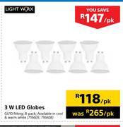 Lightworx 3 W LED Globes-Per Pk