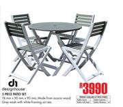 Designhouse 5 Piece Patio Set In Grey Wash With White Framing 