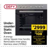 Defy Under Counter Satic Oven