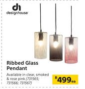 Design House Ribbed Glass Pendant-Each