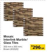 Mosaic Interlink Marble/Glass Tiles 300mm x 300mm-Per Pack