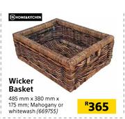Home & Kitchen Wicker Basket (Mahogany Or Whitewash) 485mm x 380mm x 175mm