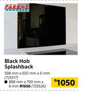 Parrot Products Black Hob Splashback 598mm x 650mm x 6mm