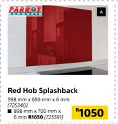 Parrot Products Red Hob Splashback 898mm x 700mm x 6mm