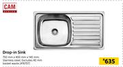 Cam Drop-In Sink 750mm X 400mm x 140mm