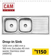 Cam Drop-In Sink 1200mm x 480mm x 160mm