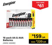 Energizer 16 Pack AA & AAA Batteries-Per Pack