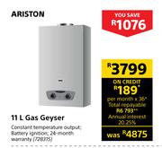 Ariston 11L Gas Geyser